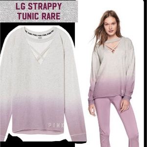 VS PINK CAMPUS PULLOVER STRAPPY FRONT CREW TUNIC SZ LG RARE